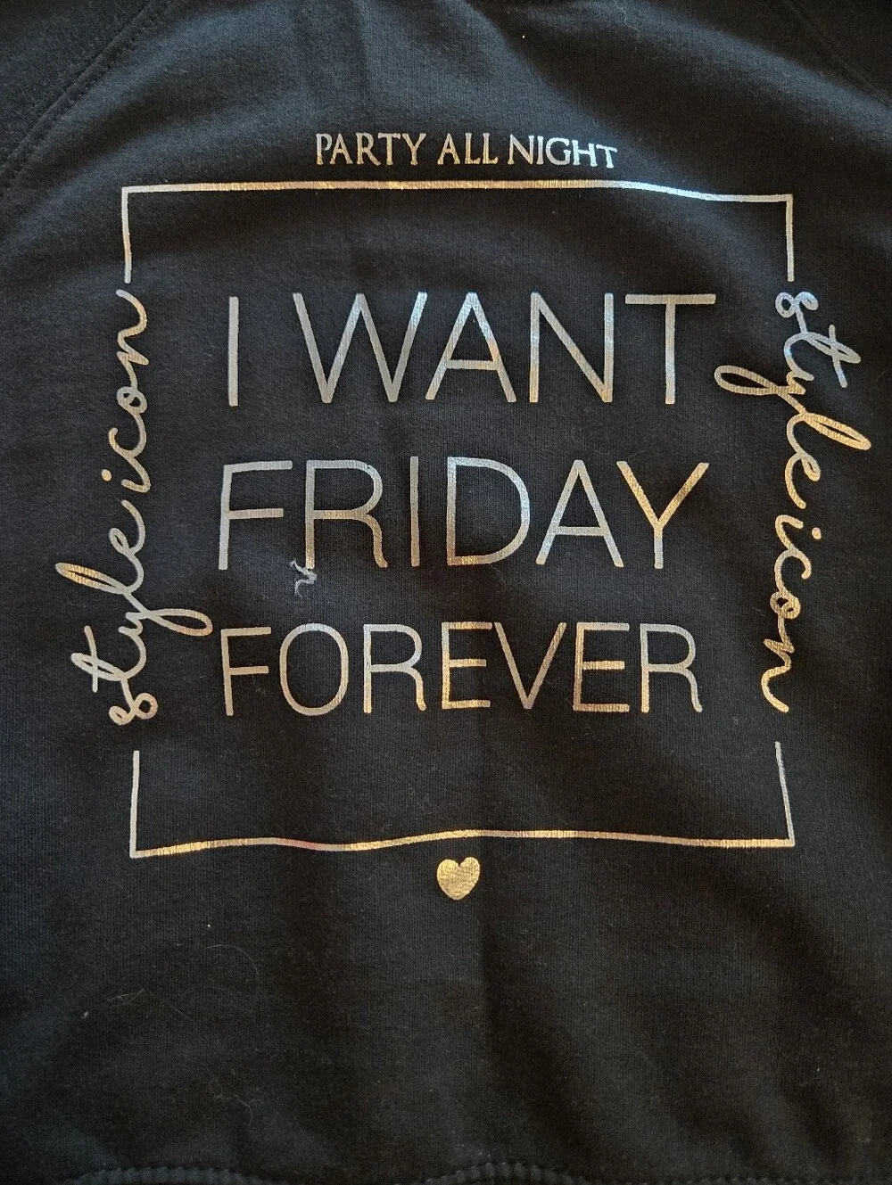 Pepco EU Brand, Girls' Black 'I Want Friday Forever Long Sleeve Top Size 146/152 - Picture 4 of 10